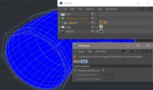 C4d Subdivision Surface Weighting Shortcut